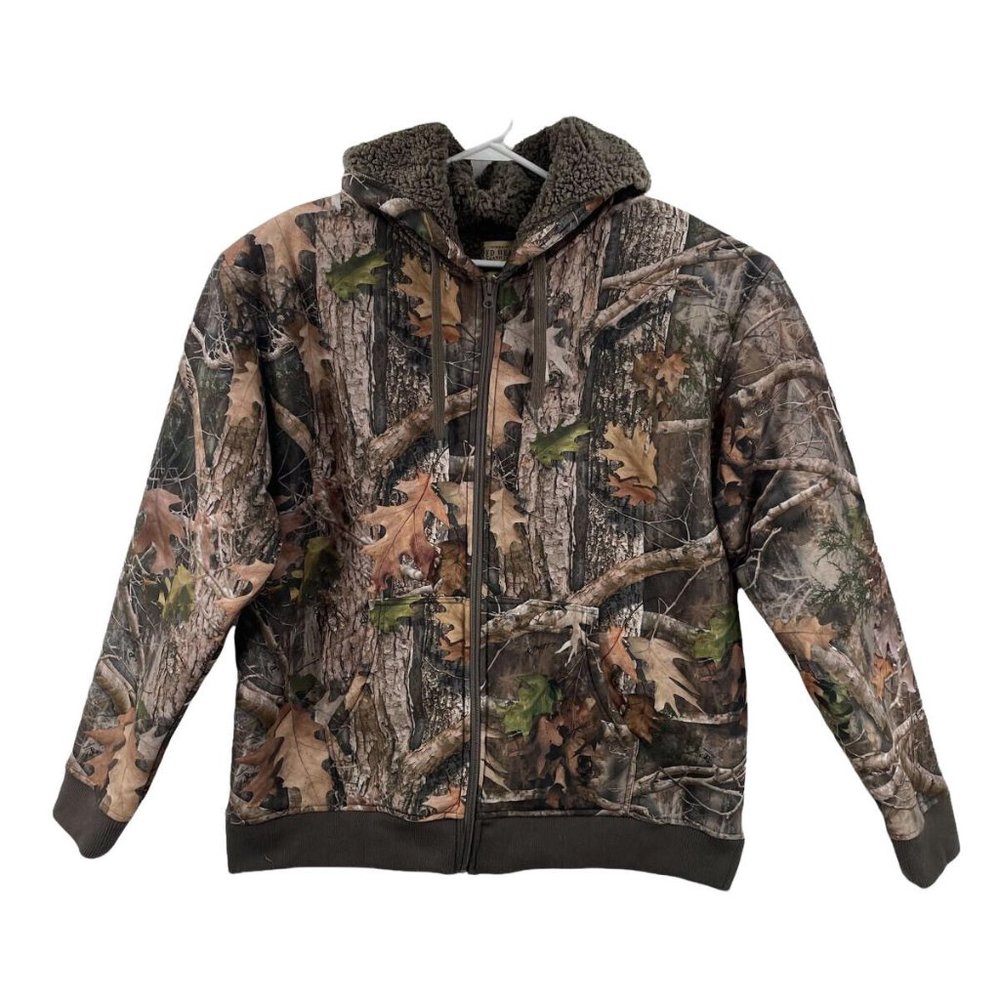 Red Head Mens Multicolor Real Tree Print Hunting High Pile Full Zip Hoodie Sz XL